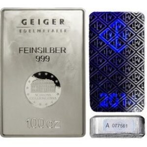 100 oz Geiger Security Line Silver Bar