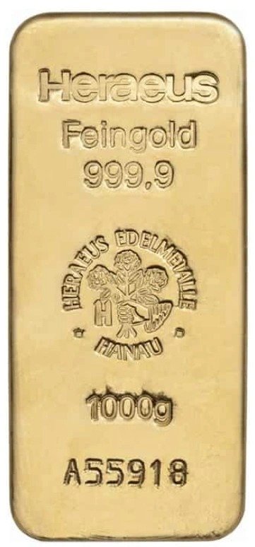 Buy 1KG Heraeus Cast Gold Bar