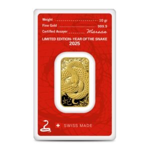 2025 10 Gram Argor Heraeus Lunar Snake Gold Bar (New w/ Assay)