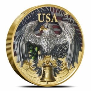 2026 2 oz Antique Niue Silver USA 250th Anniversary Coin (Box + CoA, Gilded)